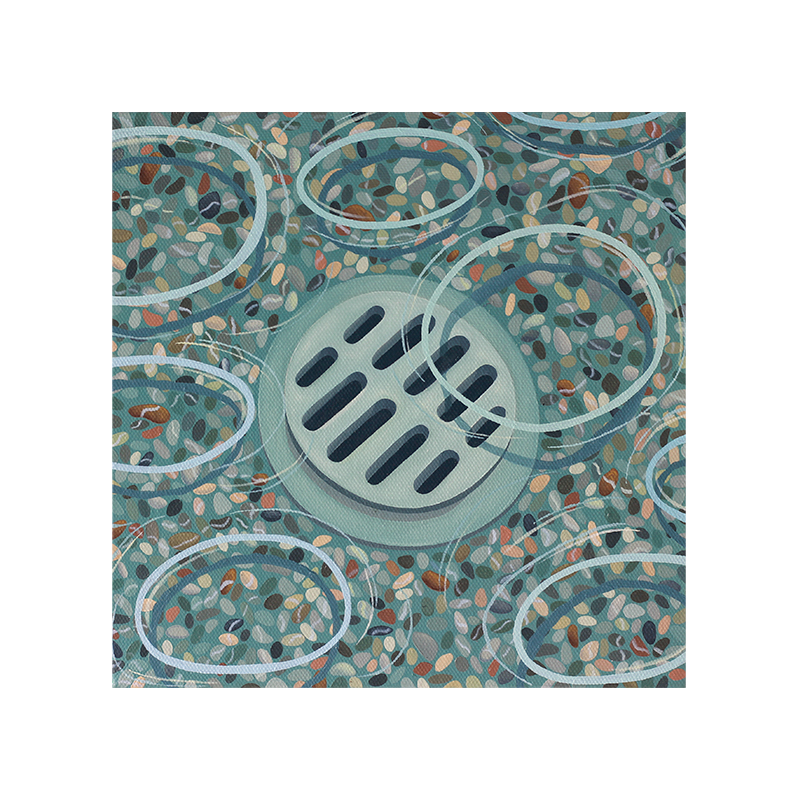 Desagüe inundado de lluvia